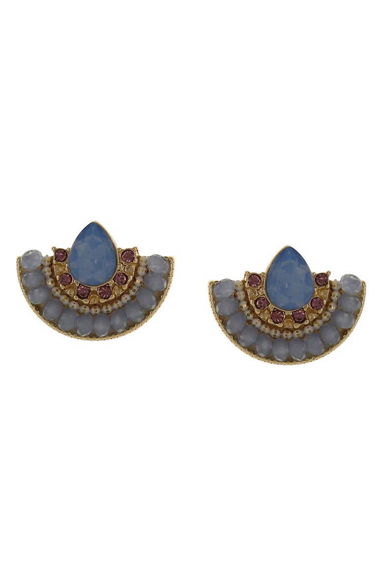 OLIVIA WELLES Lily Beaded Fan Stud Earrings, Main, color, Gold-Blue
