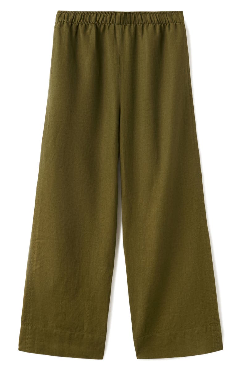 MANGO Straight Leg Linen Blend Pants, Alternate, color, Olive Green