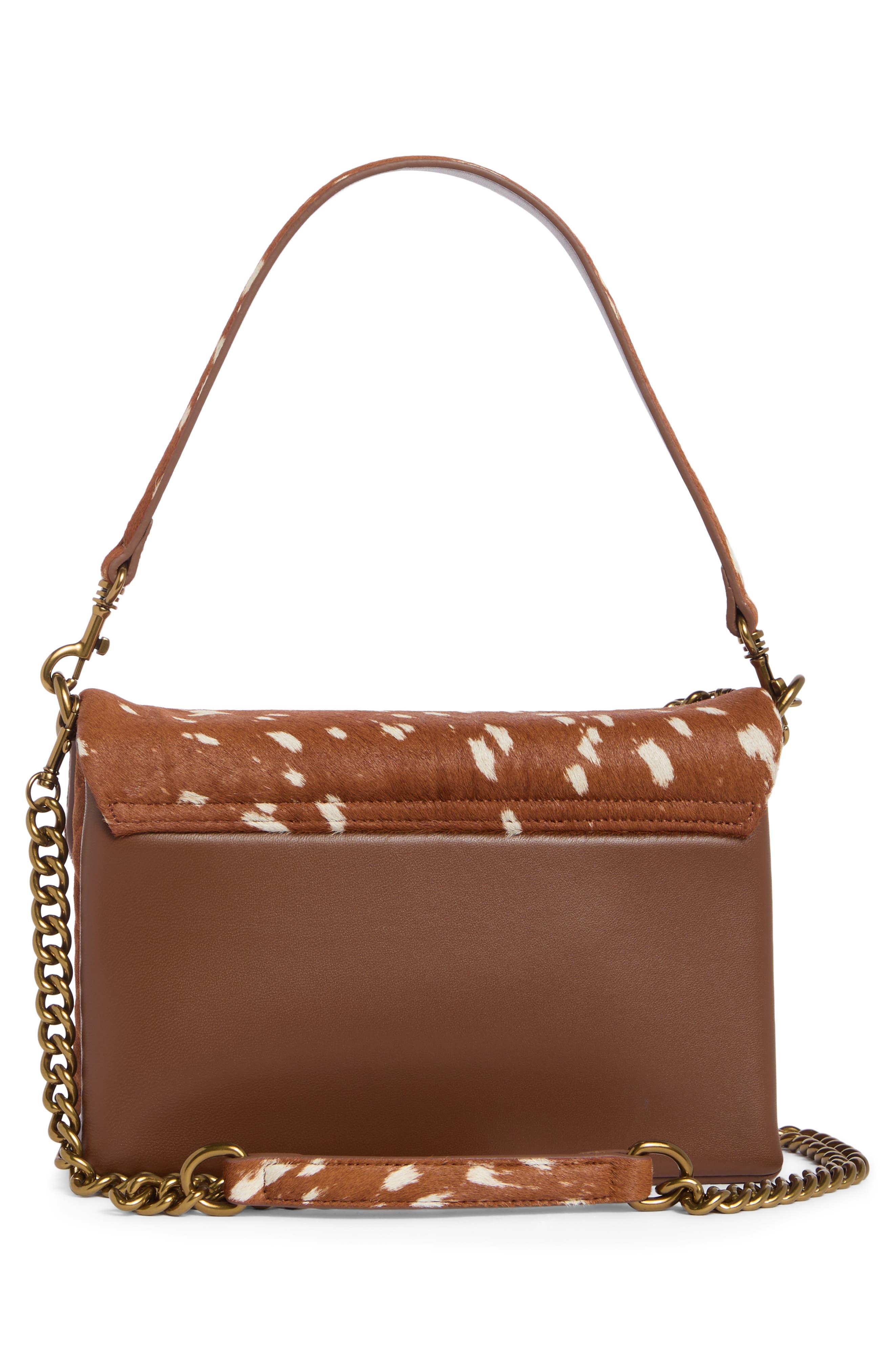 Fulham Leather & Genuine Calf Hair Shoulder Bag, Alternate, color, OPEN BROWN