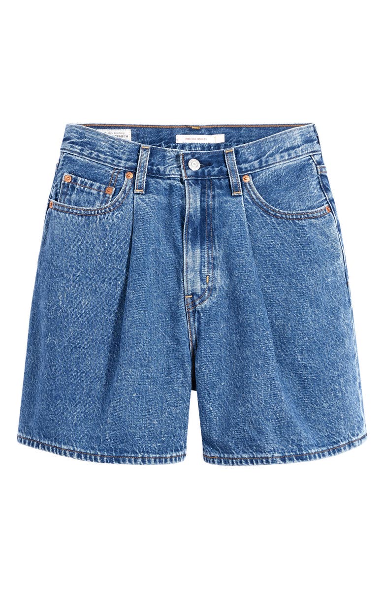 Levi's<sup>®</sup> Pleated Ribcage Denim Shorts, Main, color, 