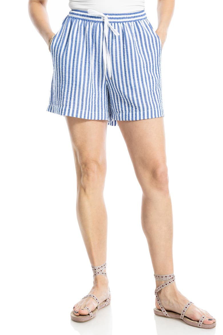 Stripe Drawstring Waist Shorts, Main, color, BLUE/ WHITE STRIPE