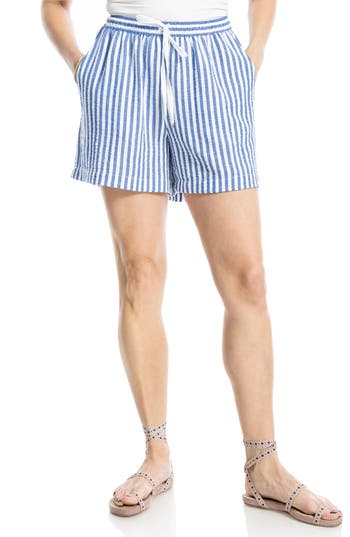 Max Studio Stripe Drawstring Waist Shorts