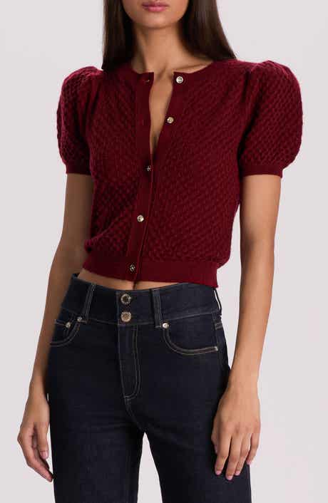 Sabine Puff Sleeve Crop Cashmere Blend Sweater