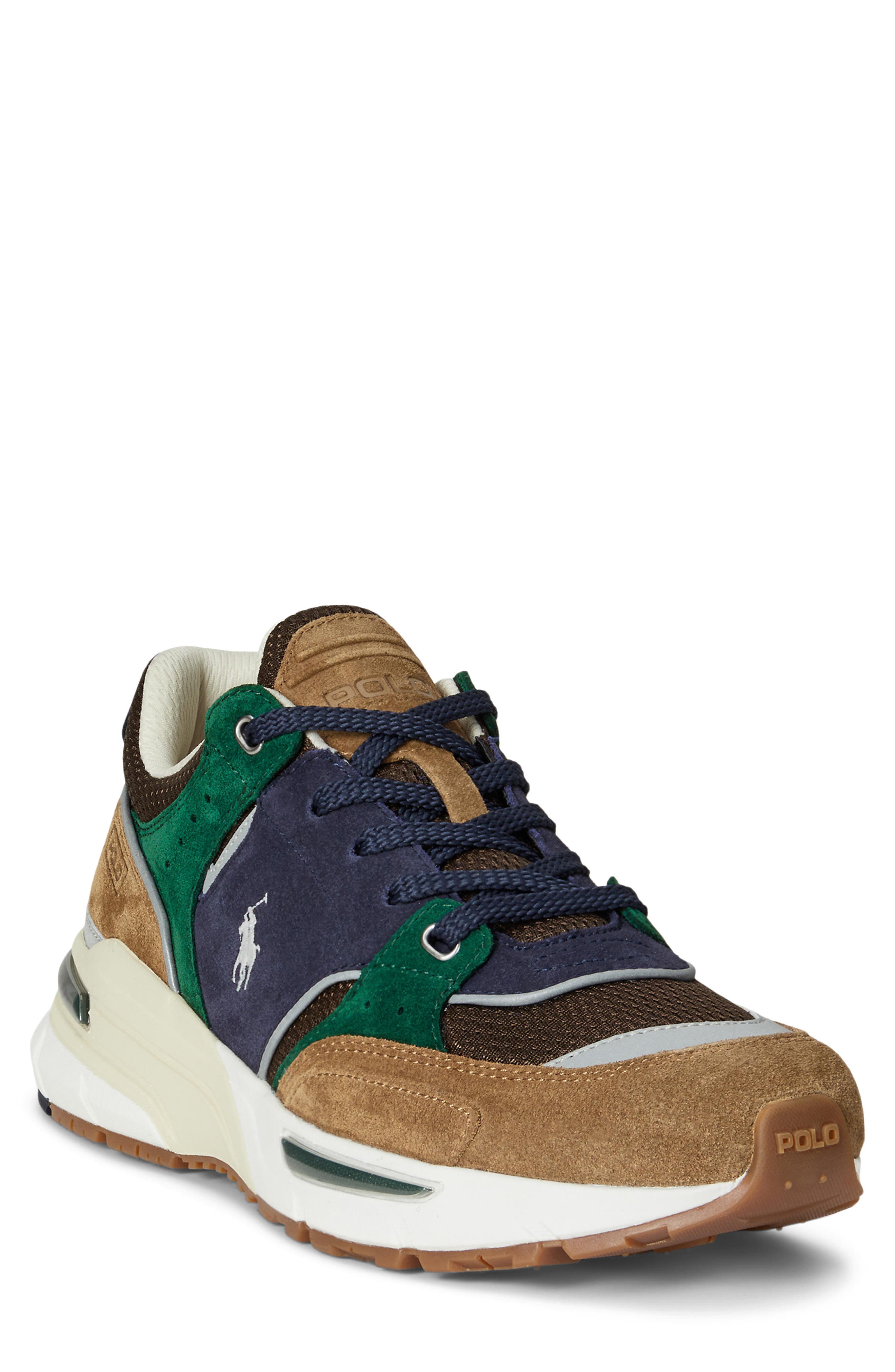 Polo Ralph Lauren Trackster Sneaker, Alternate, color, Desert Tan/ Navy/ Multi