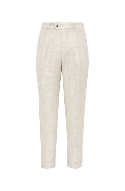 パンツ BRUNELLO CUCINELLI FW25 PANTALONE (MG927VD299 C7220) Brunello Cucinelli - Gray Striped Drawstring Pant