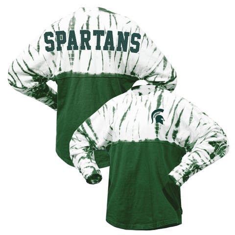 Women's Green Michigan State Spartans Tie-Dye Long Sleeve Jersey T-Shirt