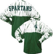 SPIRIT JERSEY Women's Green Michigan State Spartans Tie-Dye Long Sleeve Jersey T-Shirt