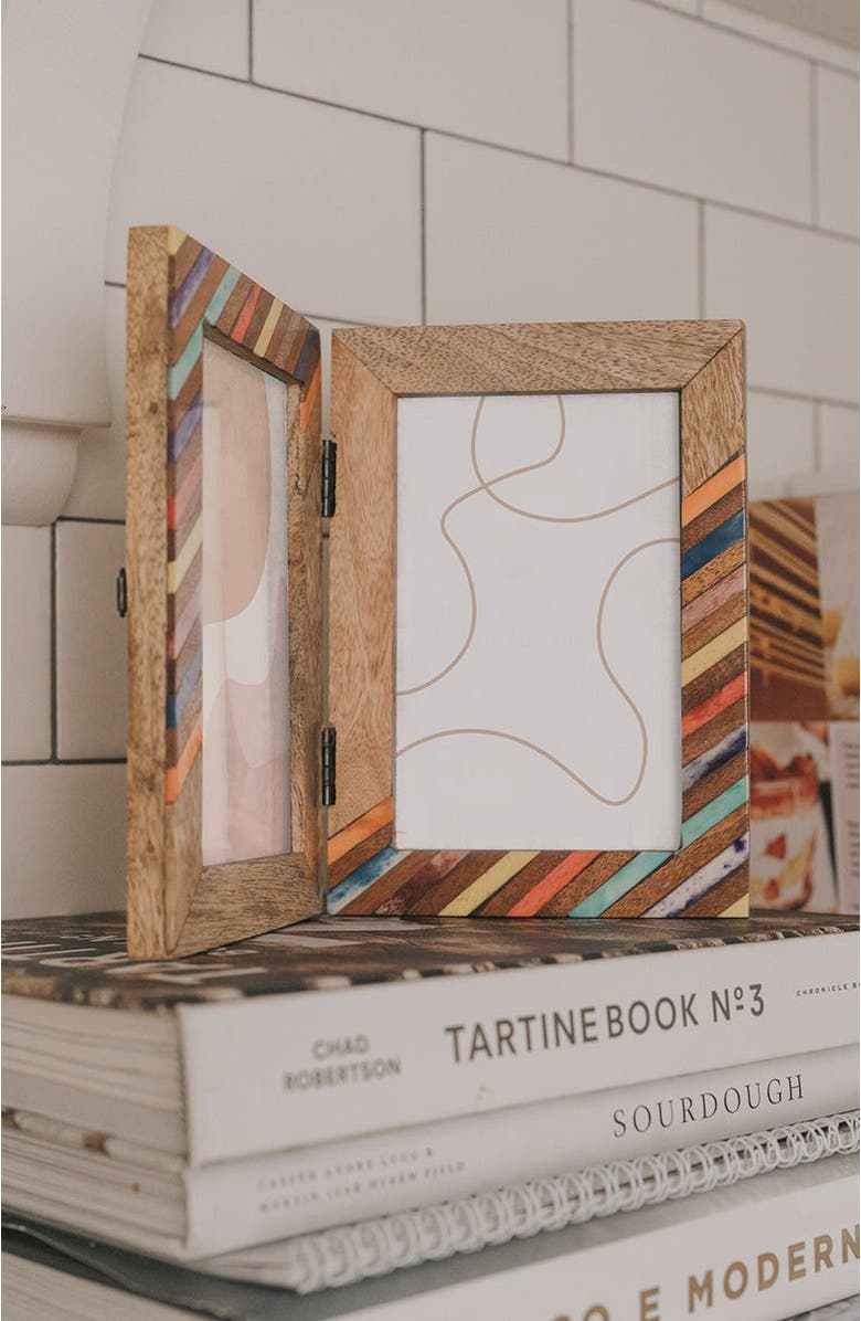 Matr Boomie Banka Mundi 4x6 Multicolor Double Picture Frame - Bone, Wood, Alternate, color, Multicolor