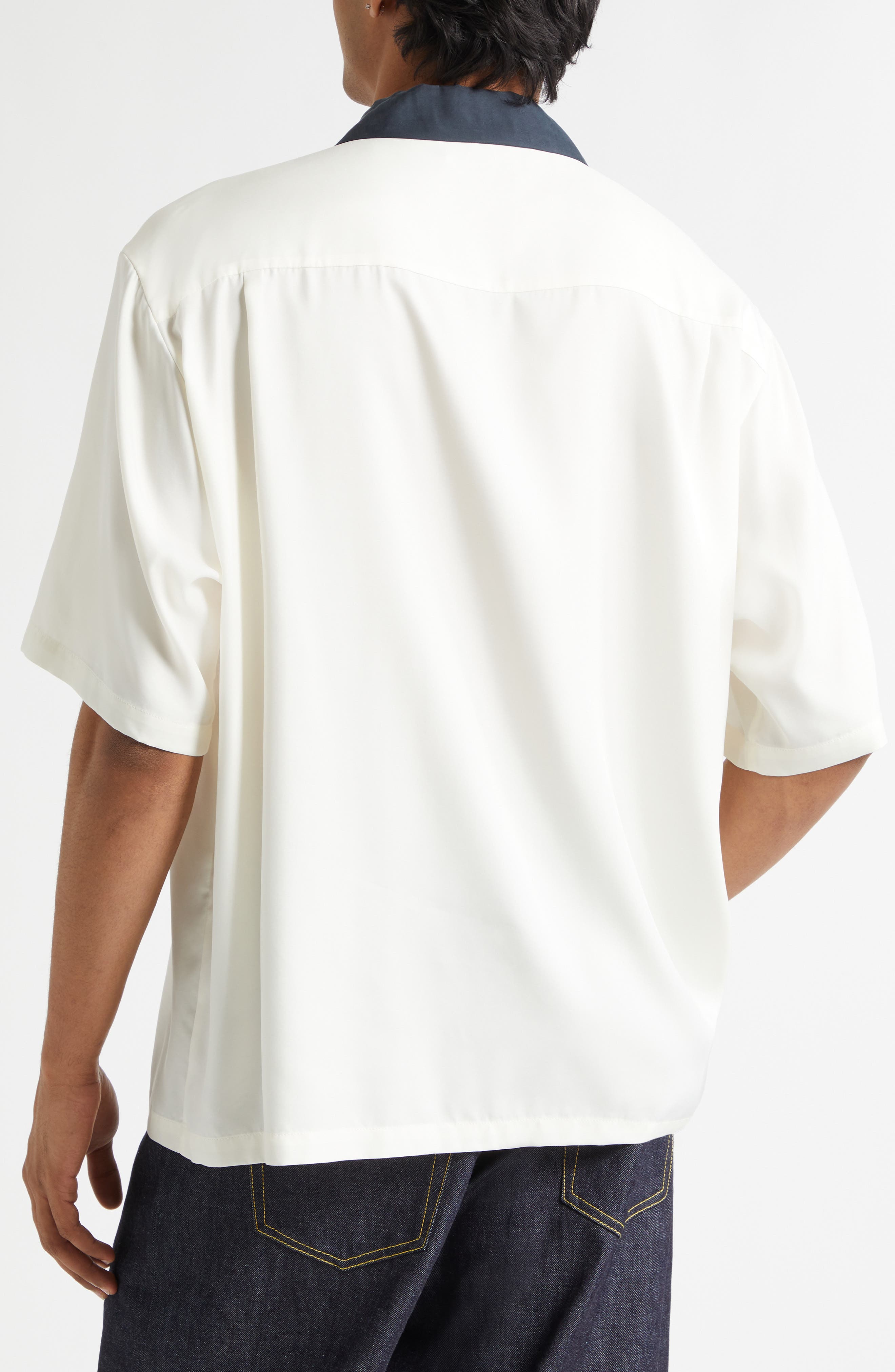 Graphic Short Sleeve Cupro Blend Button-Up Shirt - image 2