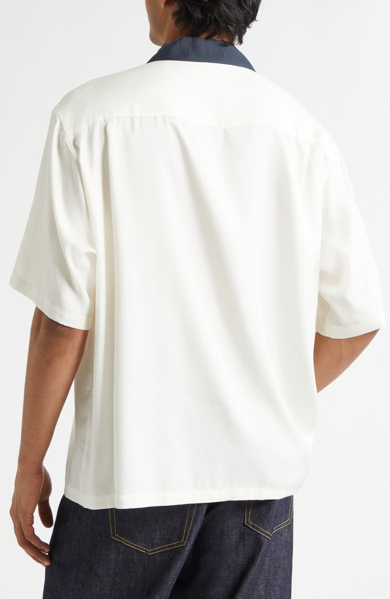 Undercover Graphic Short Sleeve Cupro Blend Button-Up Shirt, Alternate, color, Ivory