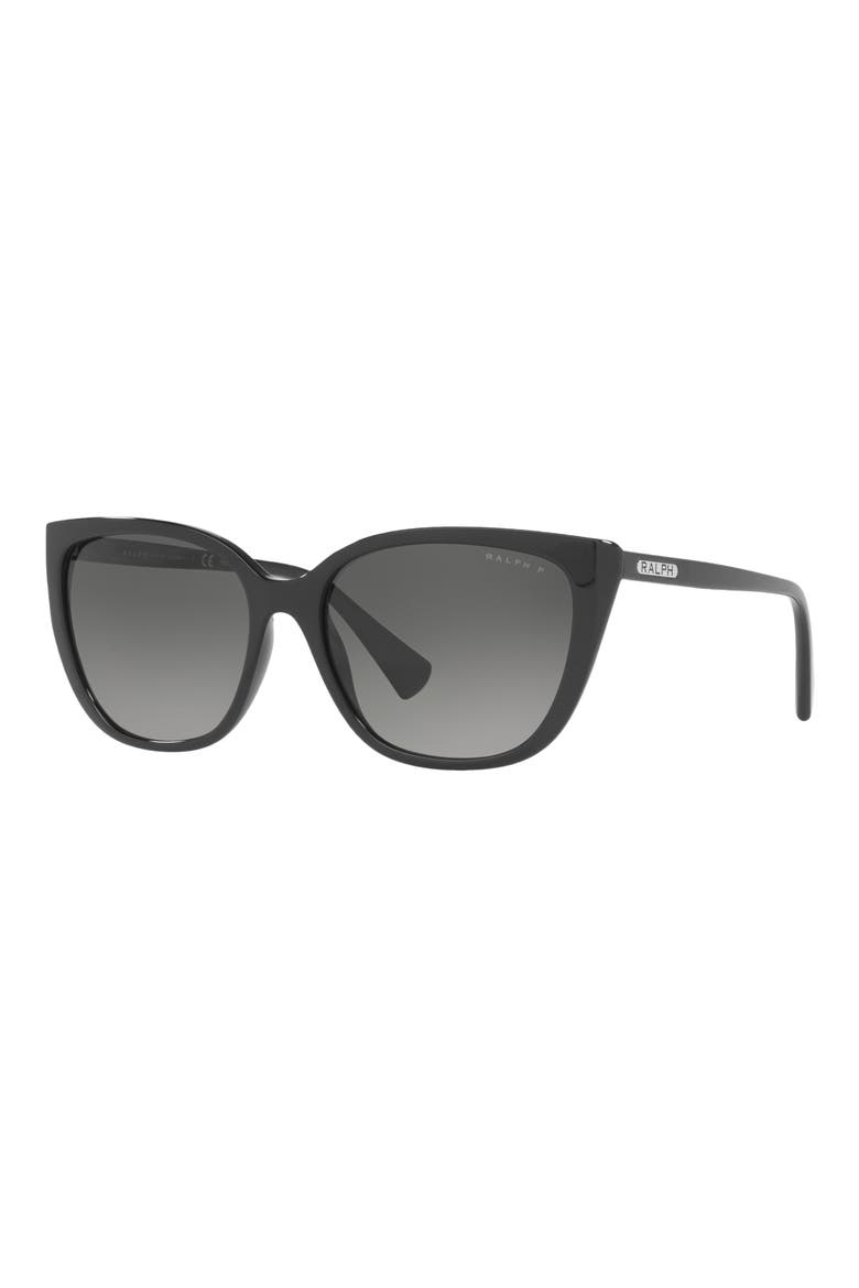 56mm Polarized Butterfly Sunglasses, Alternate, color, BLACK / POLAR GRADIENT GREY