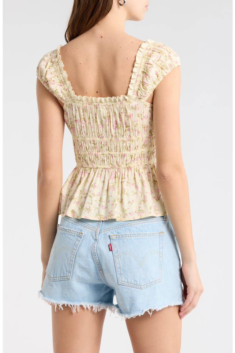 Pretty Peplum Top, Alternate, color, YELLOW- PINK JESSA FLORAL