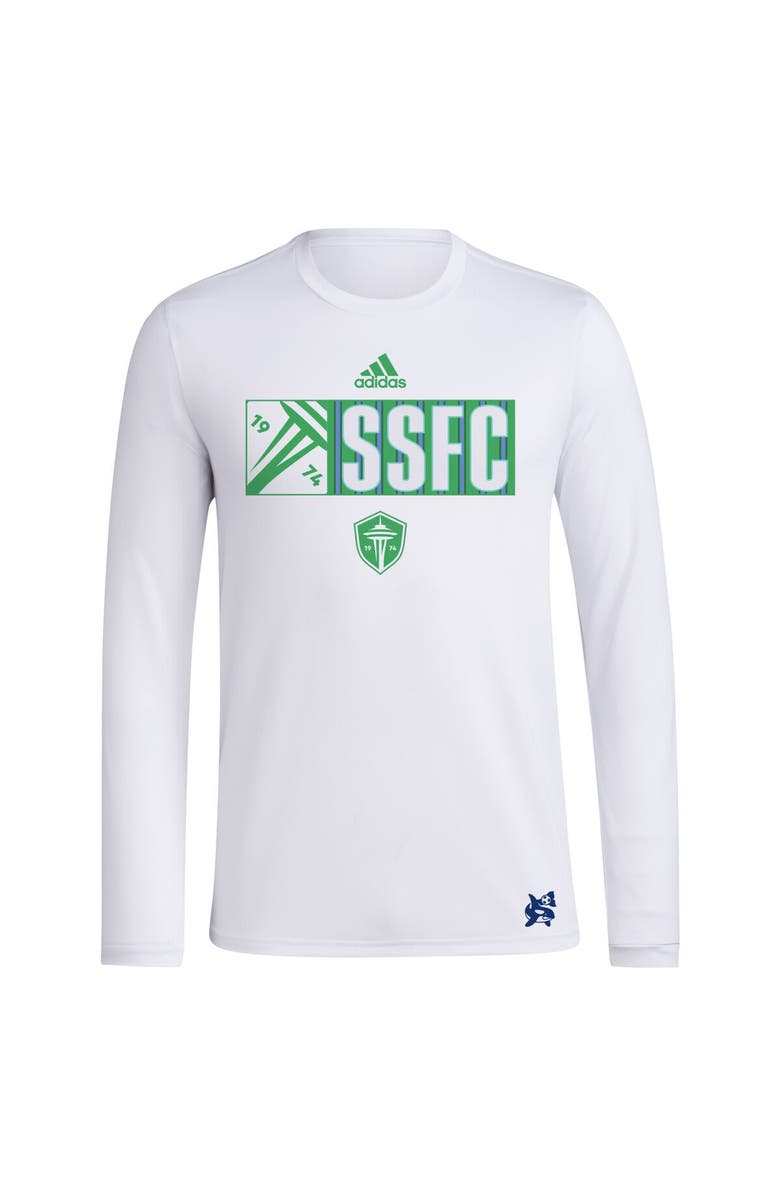 adidas Men's adidas White Seattle Sounders FC 2024 Jersey Hook AEROREADY Long Sleeve T-Shirt, Alternate, color, White