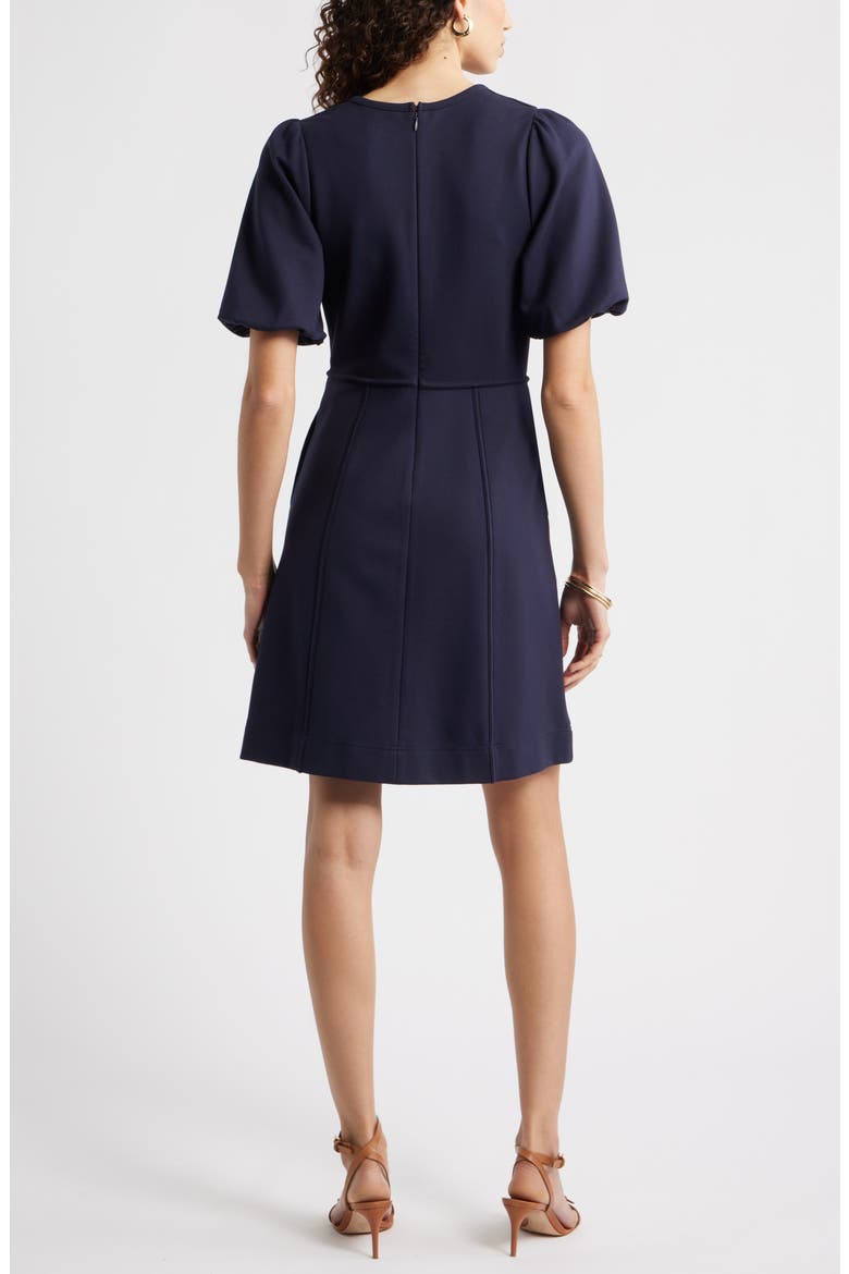 Puff Sleeve Ponte Dress, Alternate, color, NAVY NIGHT