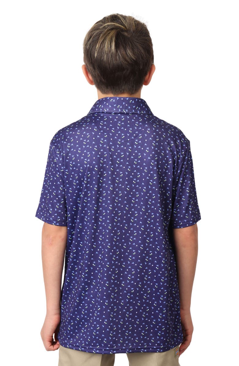 TailorByrd Kids' Flag Print Performance Knit Polo, Alternate, color, Navy