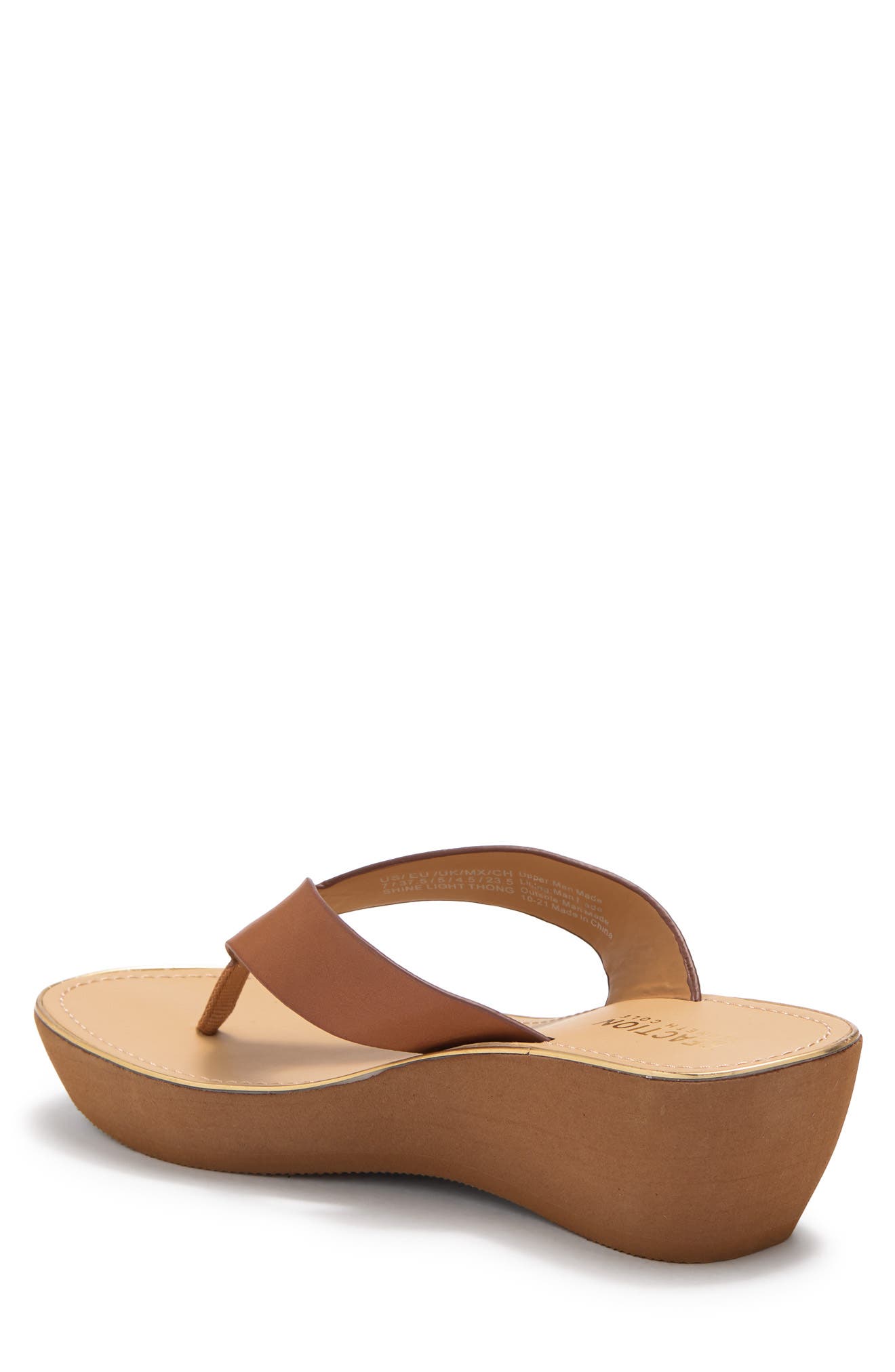 Shine Light Wedge Flip-Flop Sandal, Alternate, color, TOFFEE