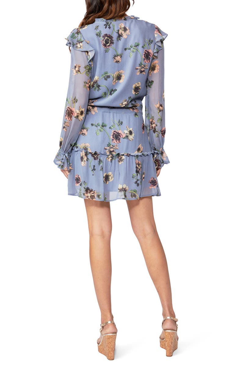 PAIGE Pomello Long Sleeve Silk Minidress, Alternate, color, Fltblumlt