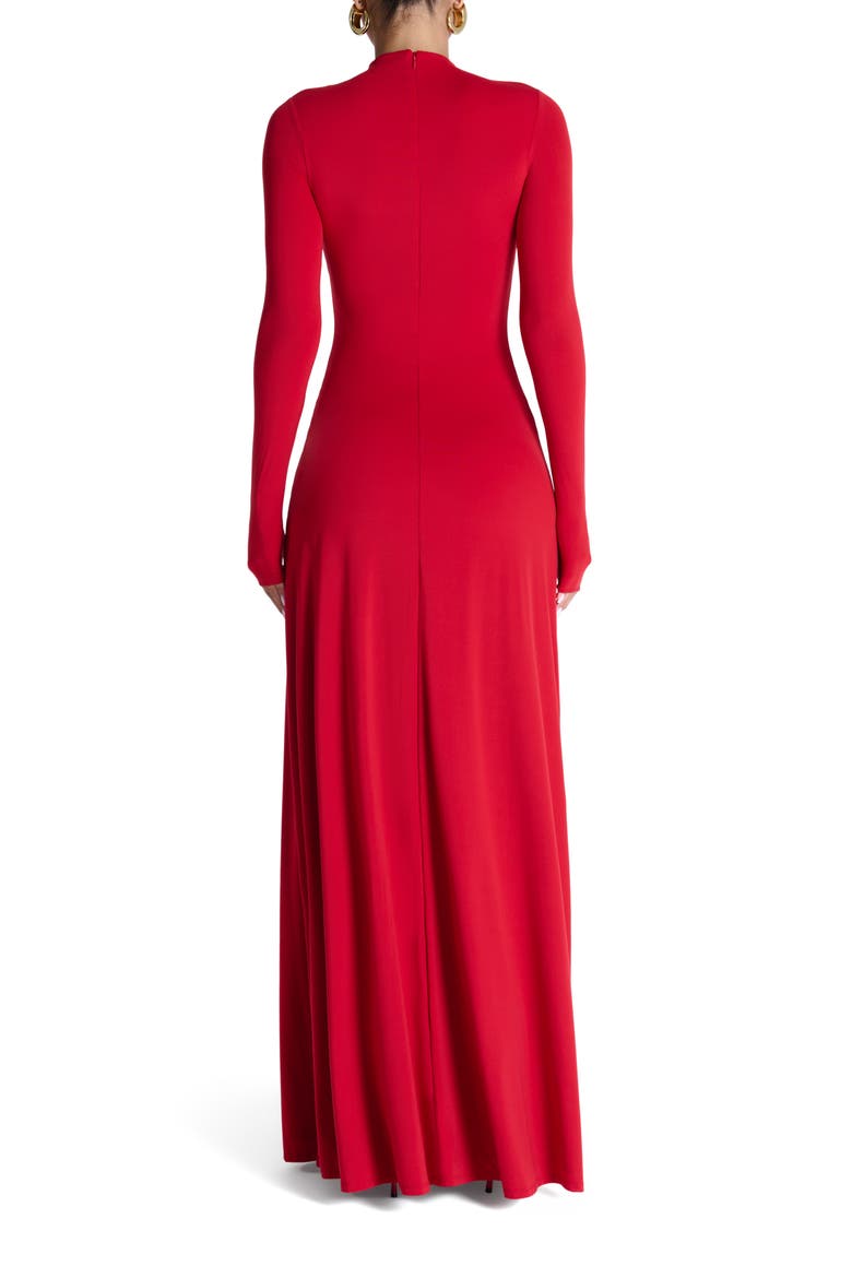 Mock Neck Long Sleeve Maxi Dress, Alternate, color, RED
