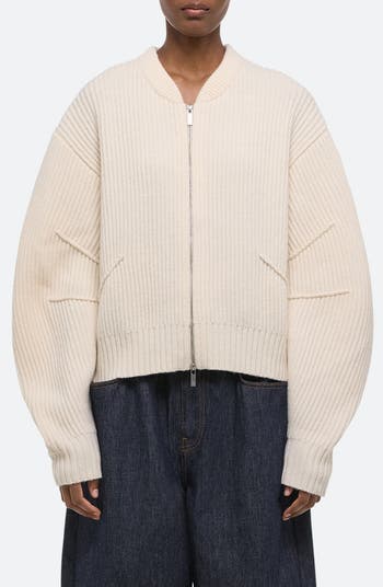 Apex Wool Blend Rib Knit Bomber Jacket