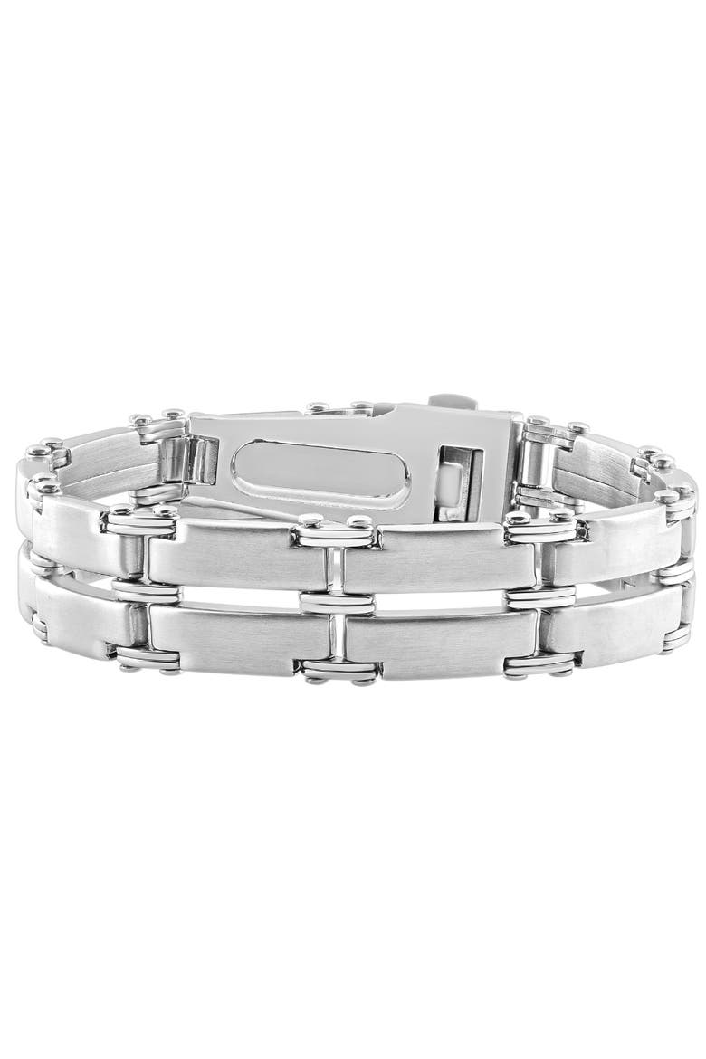 Men's Single Tone Steel and Double Wide LInk  8.5" 15mm Bracelet, Main, color, Stainless Steel