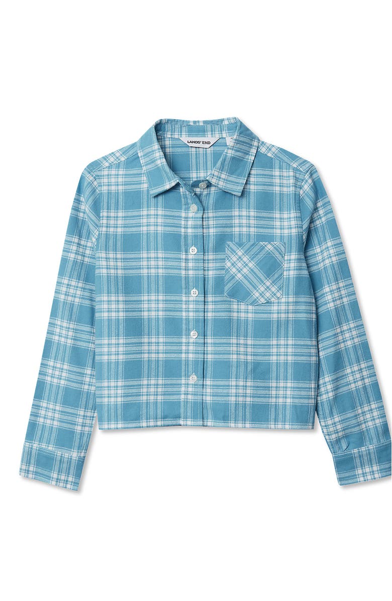 Lands' End Girls Flannel Shirt, Main, color, Jade Plaid