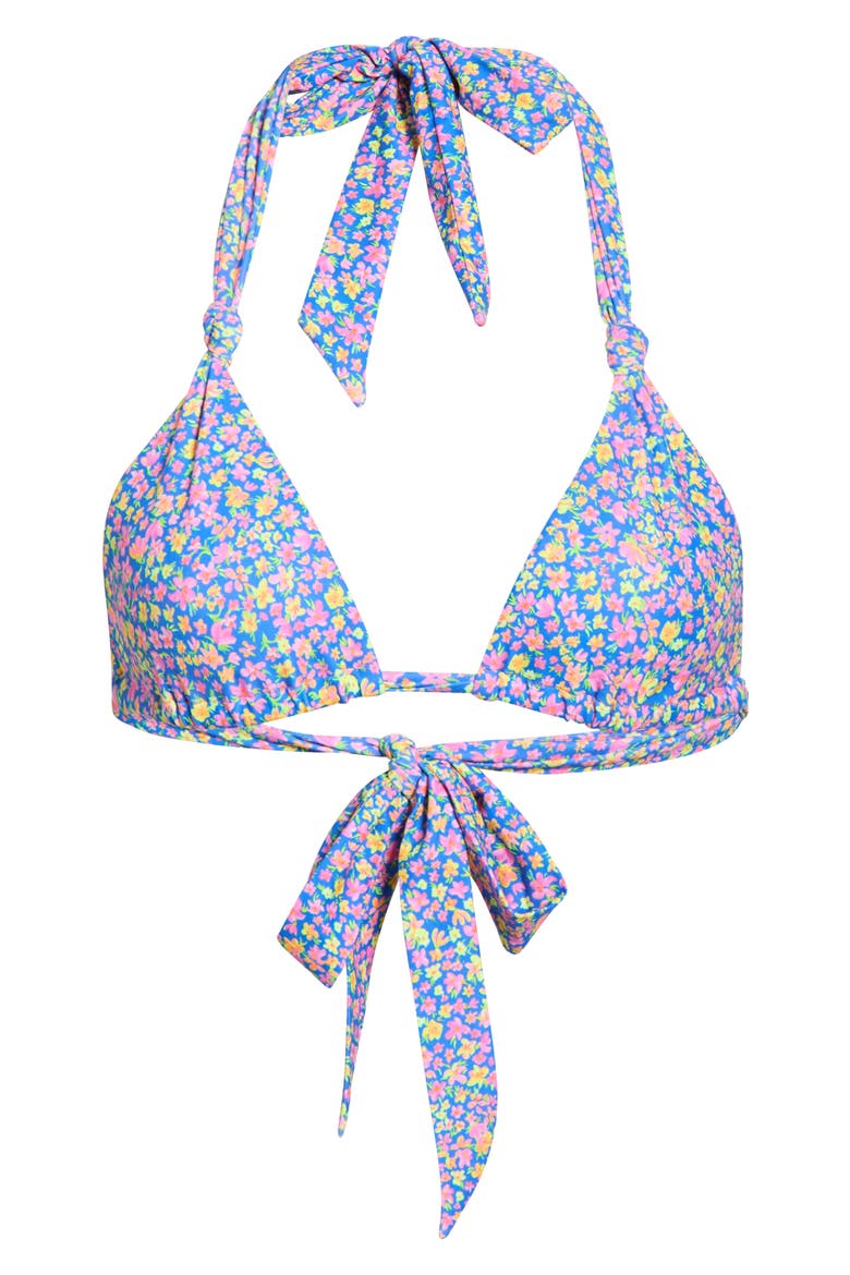 Soft Knot Halter Triangle Bikini Top, Alternate, color, ROSIE RALLY