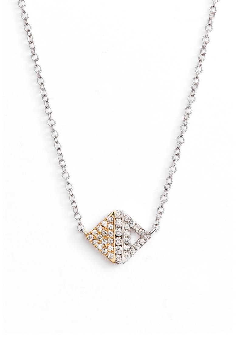 Diamond Pavé Triangle Pendant Necklace (Nordstrom Exclusive), Main, color, WHITE GOLD/ YELLOW GOLD