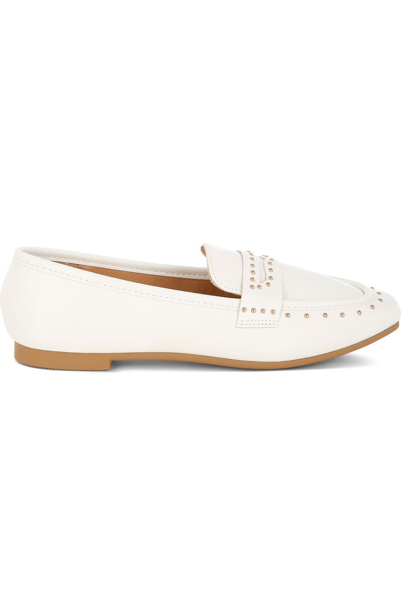 LONDON RAG Dorlina Studded Flat, Alternate, color, White
