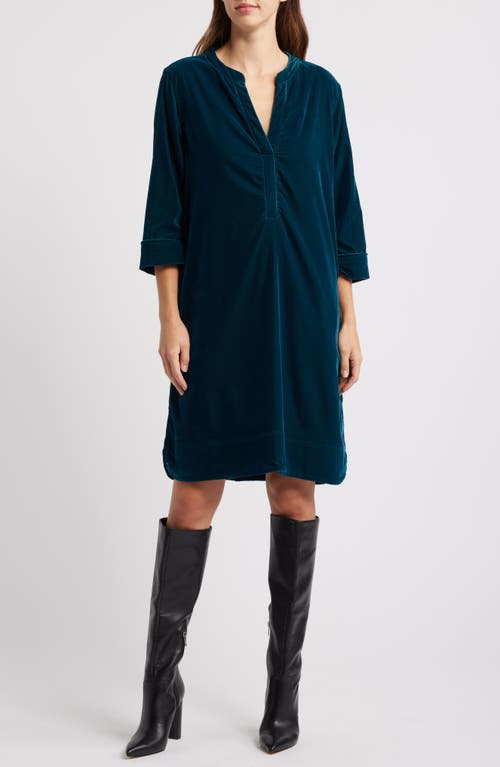 Masai Copenhagen Nokolo Velvet Shift Dress in Reflect Pond 