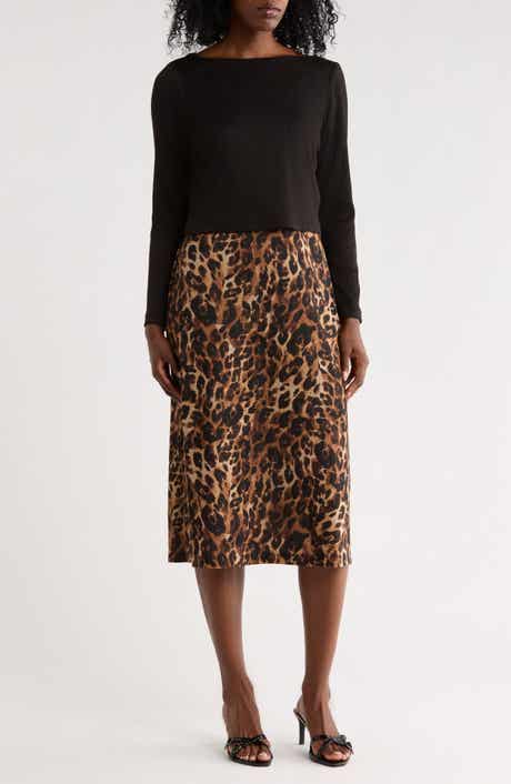 Overlay Mixed Media Long Sleeve Dress