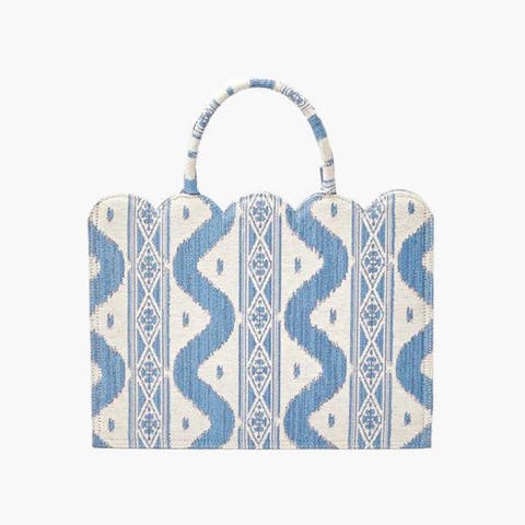 Small Mrs. Alice Tote Bag (Blue Ikat)