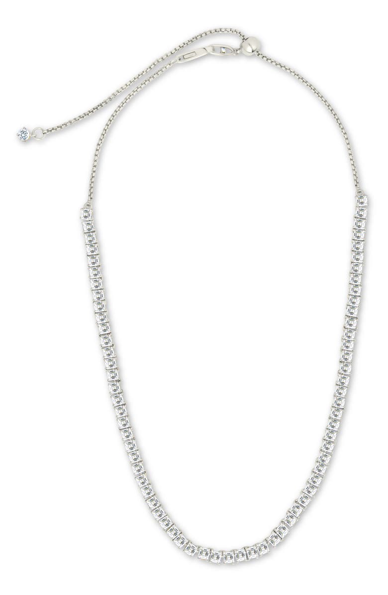 Sterling Forever Brette Slide Tennis Necklace, Alternate, color, Silver