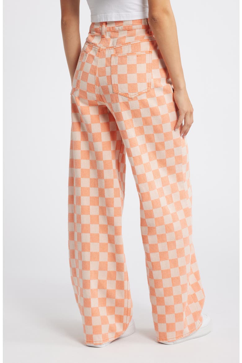 Checkerboard High Waist Baggy Pants, Alternate, color, ORANGE