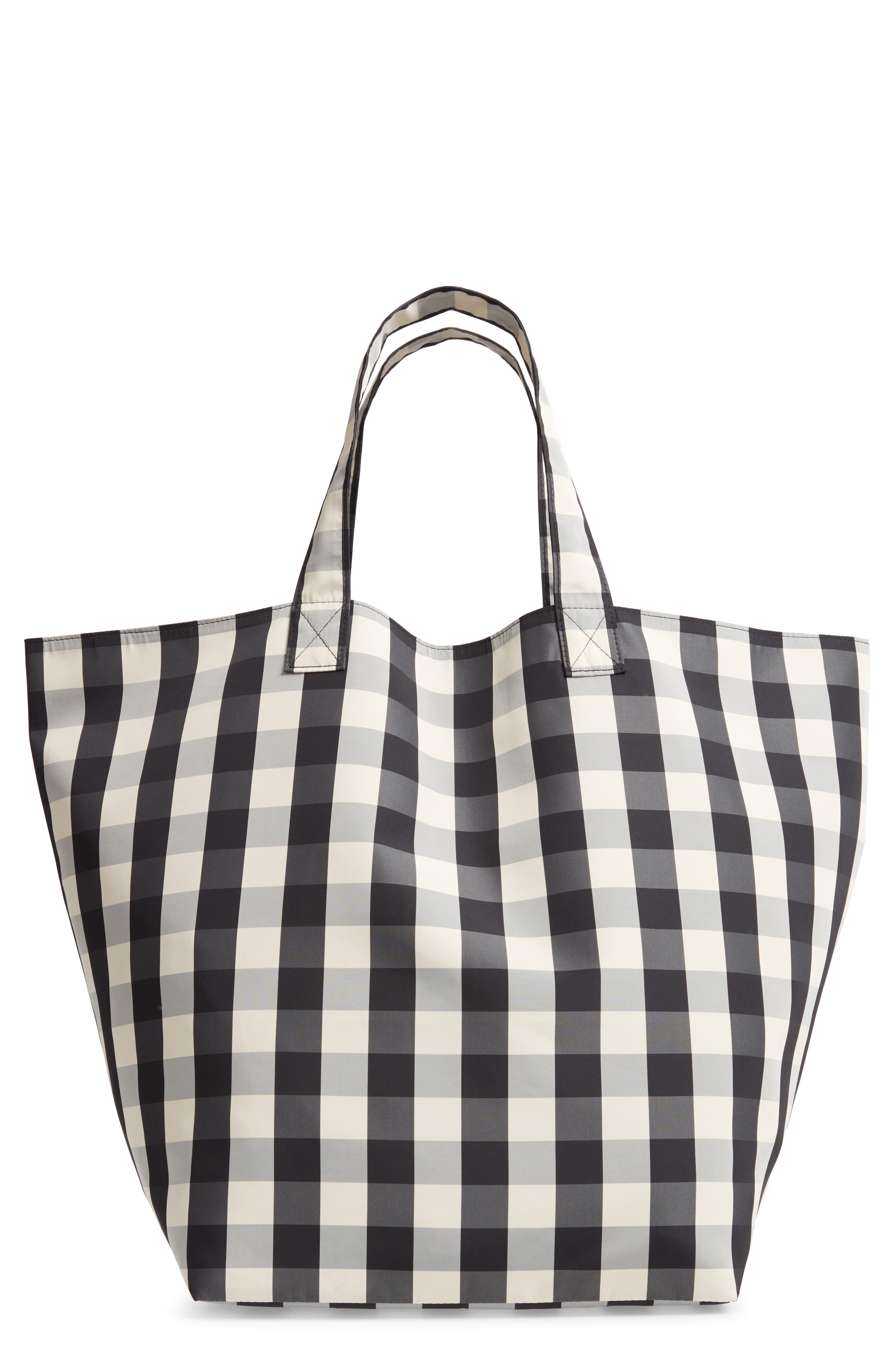 TRADEMARK Large Gingham Nylon Tote, Main, color, 
