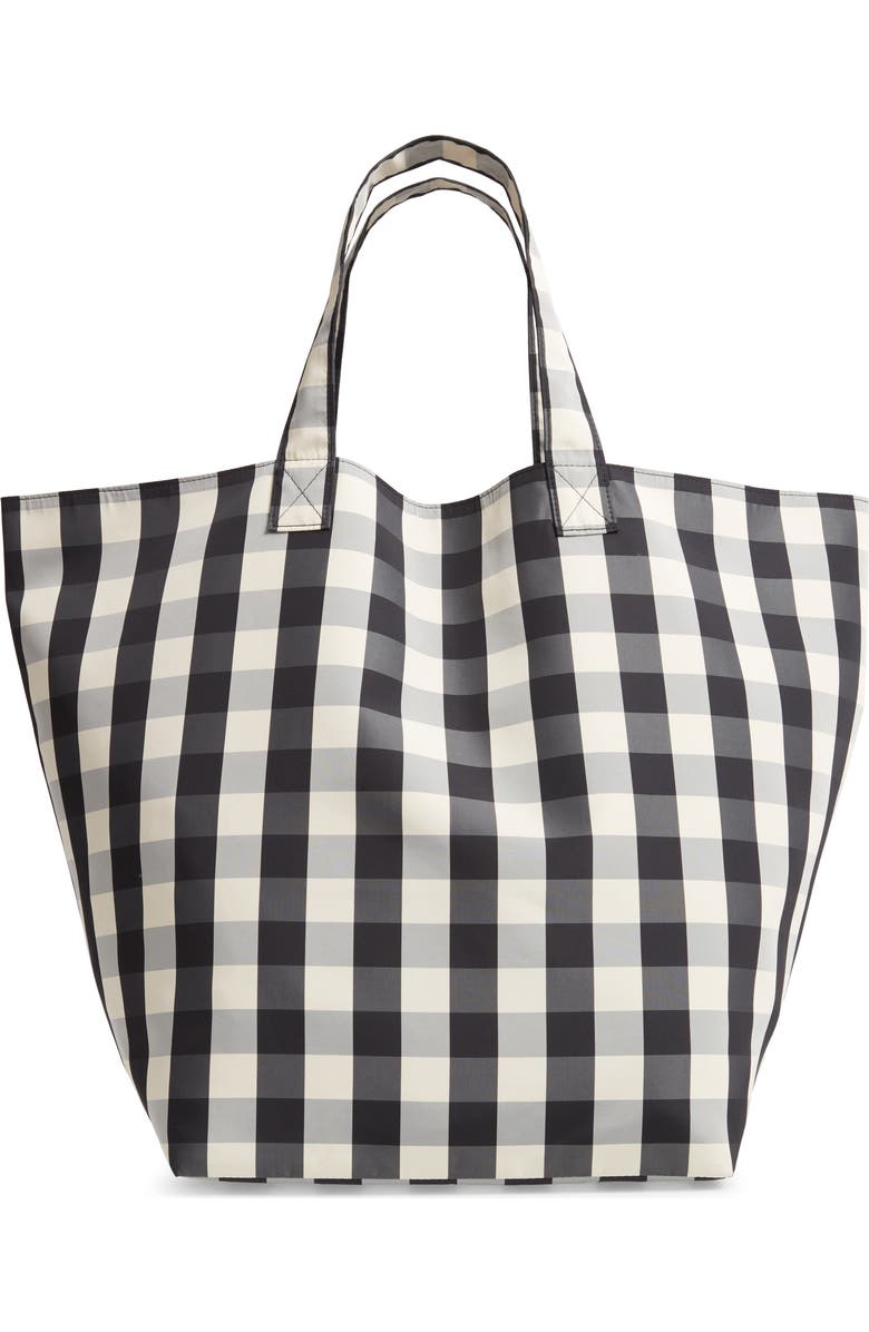 TRADEMARK Large Gingham Nylon Tote, Main, color,