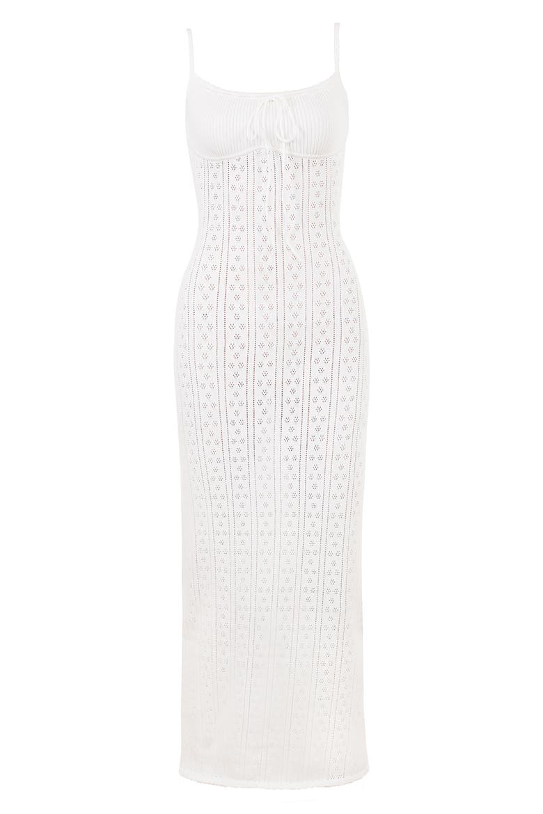 Myla Pointelle Maxi Sweater Dress, Alternate, color, WHITE