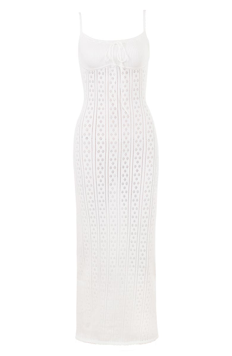 HOUSE OF CB Myla Pointelle Maxi Sweater Dress, Alternate, color, White