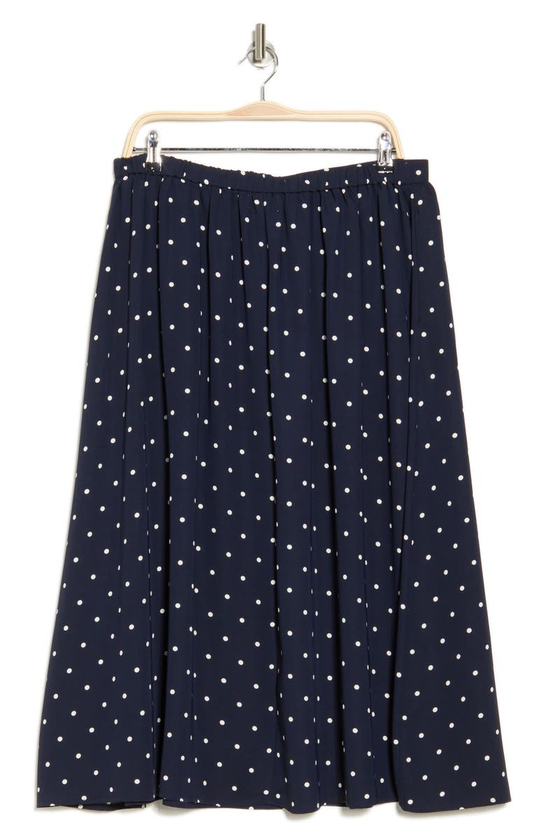 NORDSTROM RACK Pull-On Midi Skirt, Alternate, color, Navy Night- Ivory Armen Dot