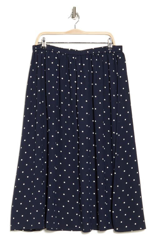 Nordstrom Rack Pull-on Midi Skirt In Navy Night- Ivory Armen Dot