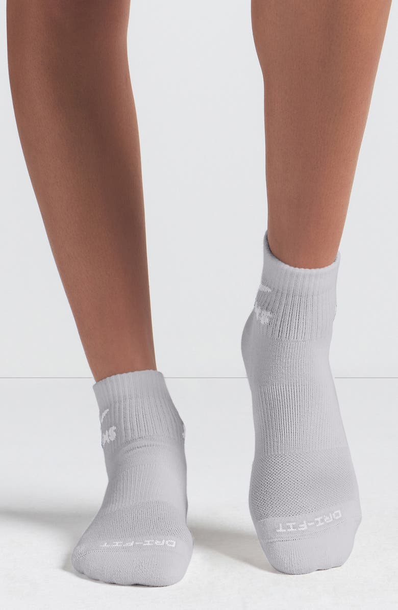 NikeSKIMS Dri-Fit Quarter Crew Socks 3-Pack, Alternate, color, Snow, Heathergray, Obsidian