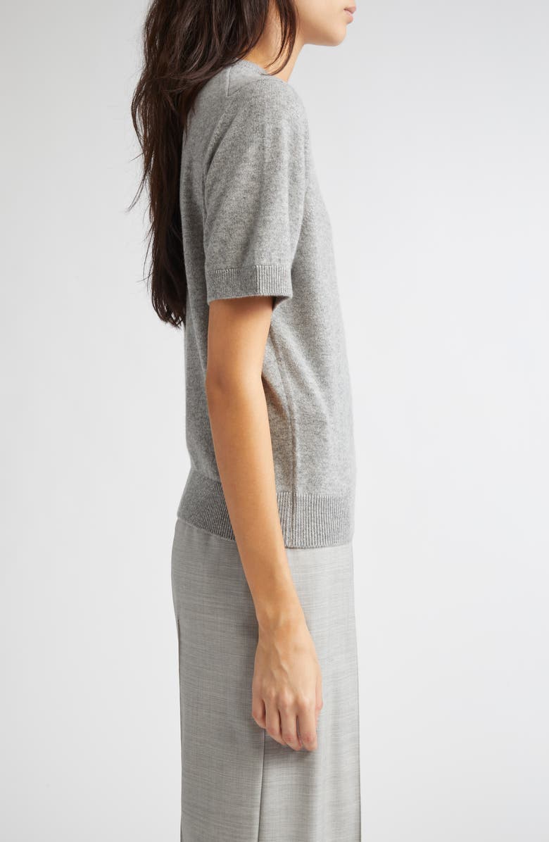 Johnstons of Elgin Classic Cashmere Short Sleeve Sweater, Alternate, color, Light Grey