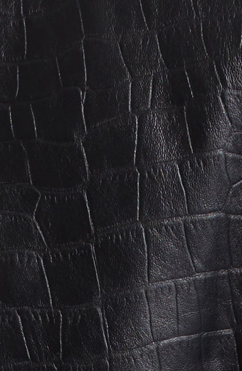 Fear of God Crop Croc Embossed Leather Jacket, Alternate, color, Black