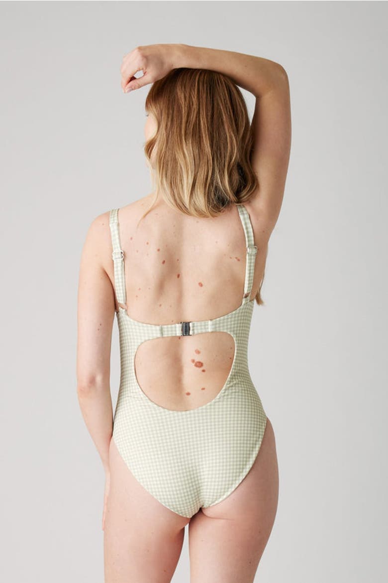 The Riviera Underwire One Piece, Alternate, color, Soft Olive Gingham