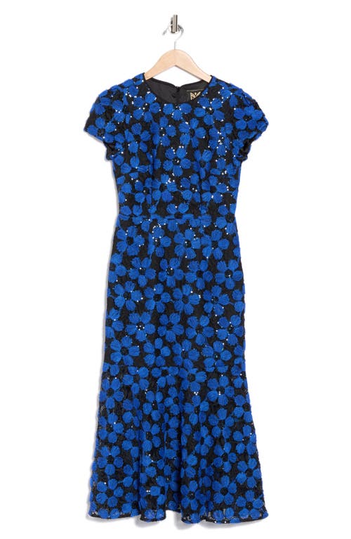 Milly Tahlia Floral Embroidered Lace Cap Sleeve Midi Dress In Multi
