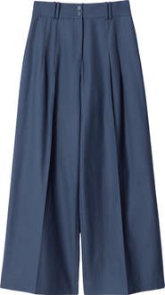 & Other Stories Pleated Wool & Cotton Trousers