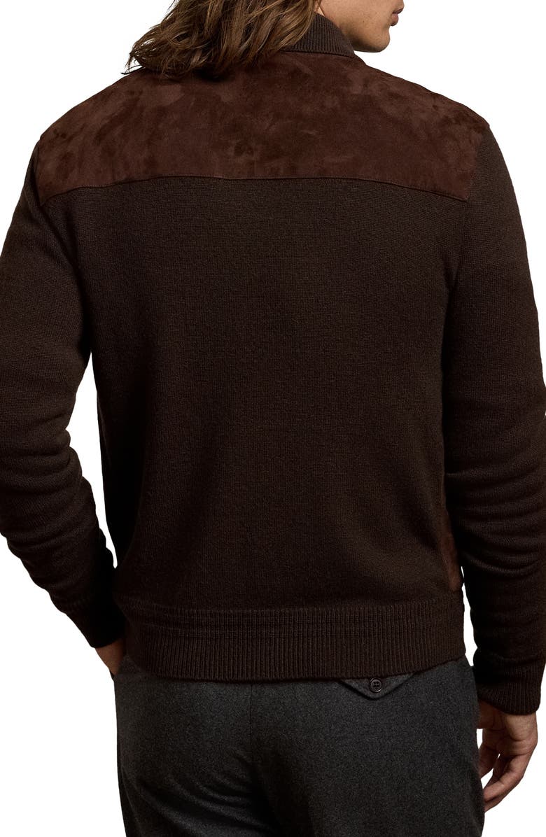 Ralph Lauren Purple Label Suede & Cashmere Button-Up Shirt Jacket, Alternate, color, 