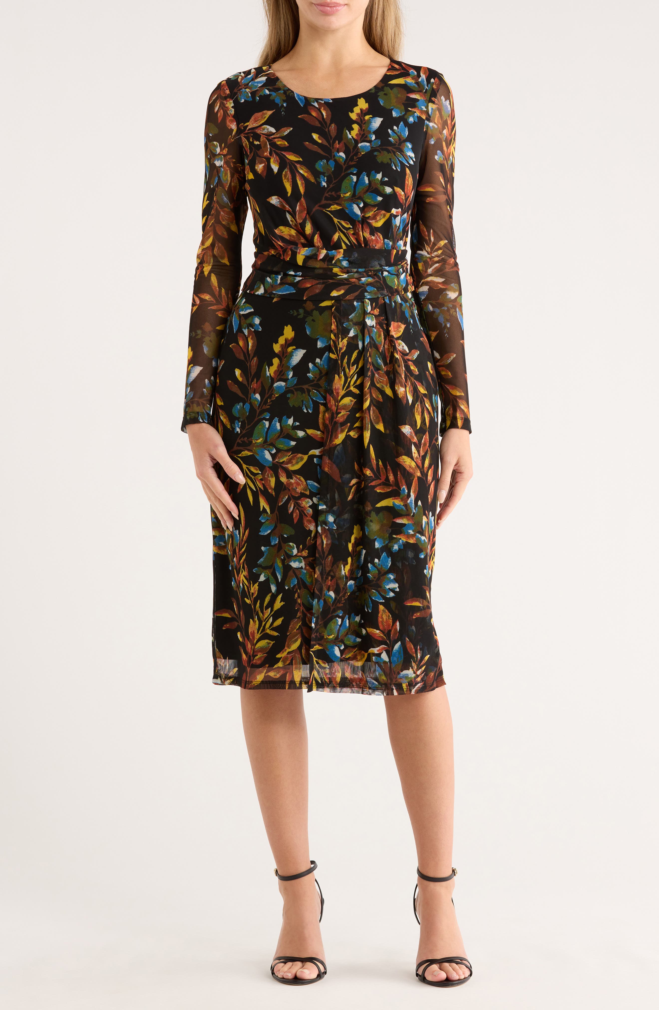 Connected Apparel Mesh Long Sleeve Dress