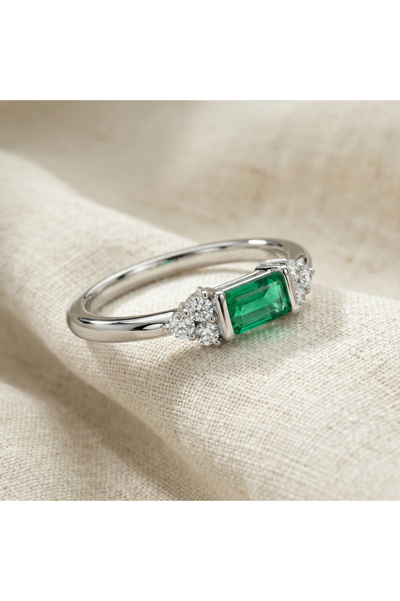 1/3Ct Thin Emerald Diamond Stackable Wedding Ring 14k Gold Lab Grown, Alternate, color, 14k White Gold