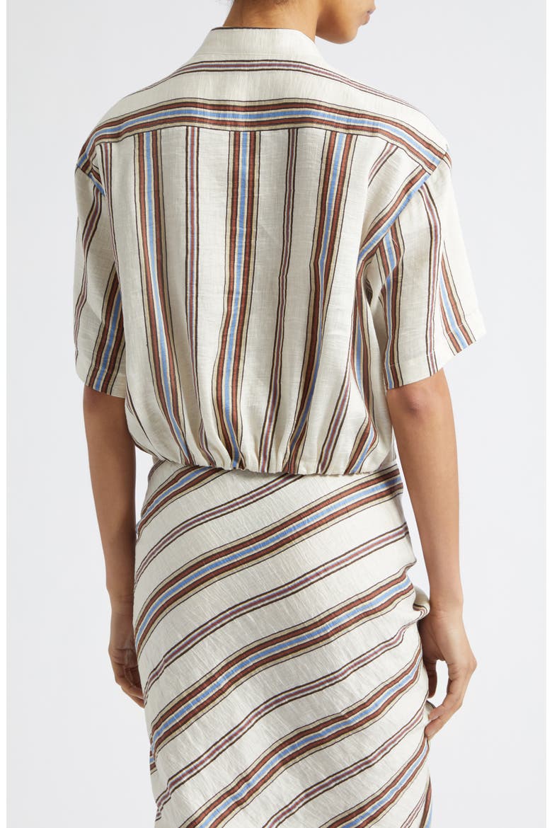 Leonore Stripe Linen Blend Button-Up Shirt, Alternate, color, PANNA MULTI
