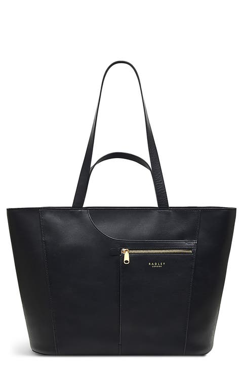 Pockets Leather Large Zip Tote Bag